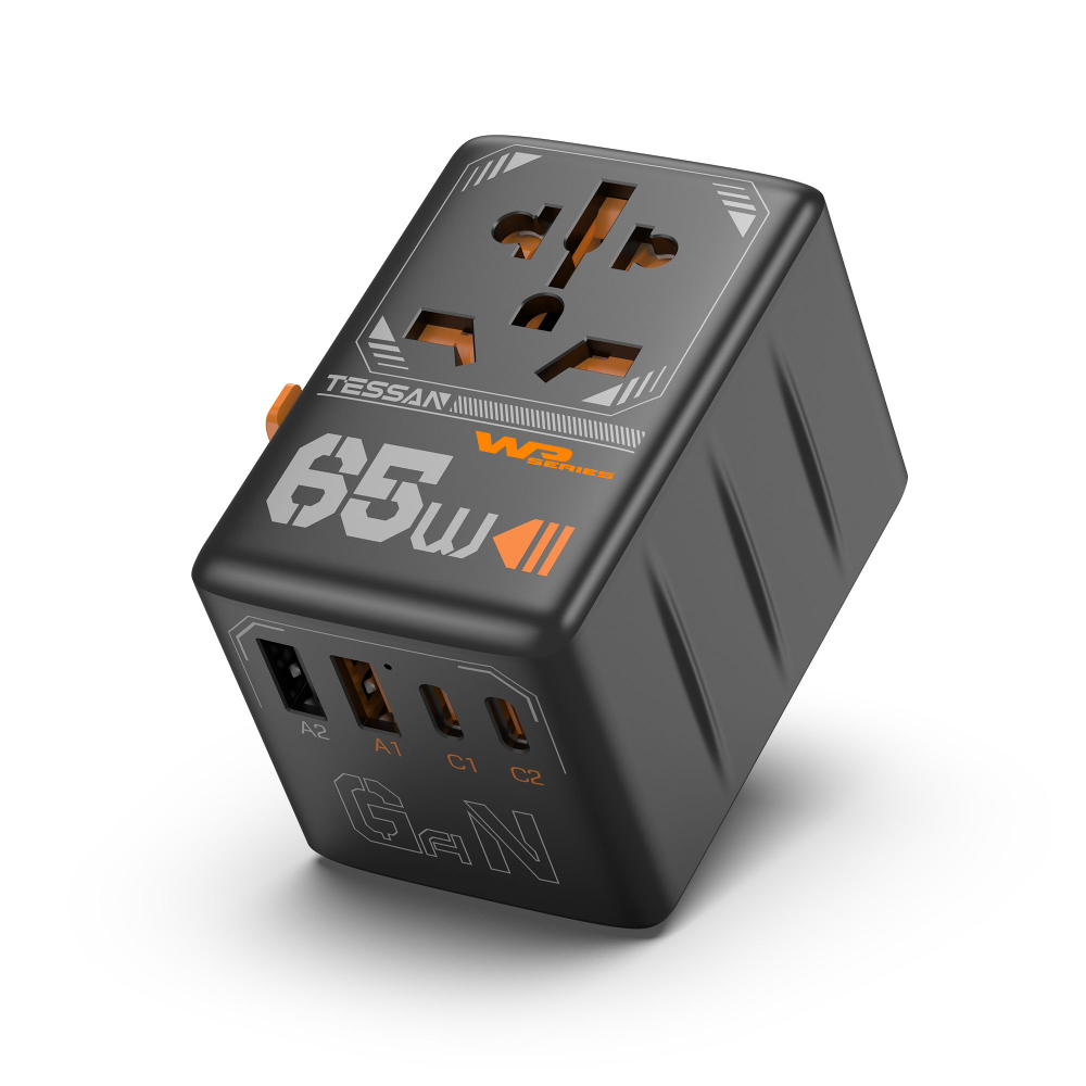 adapter tessan Uniwersalny adapter podróżny z ładowarką USB 65W - obrazek 1