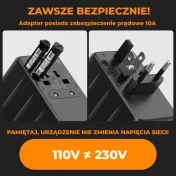 Uniwersalny adapter podróżny z ładowarką USB 65W - obrazek 9