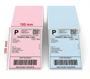 Etykieta kurierska 100x150 mm Niebieskie, Różowe